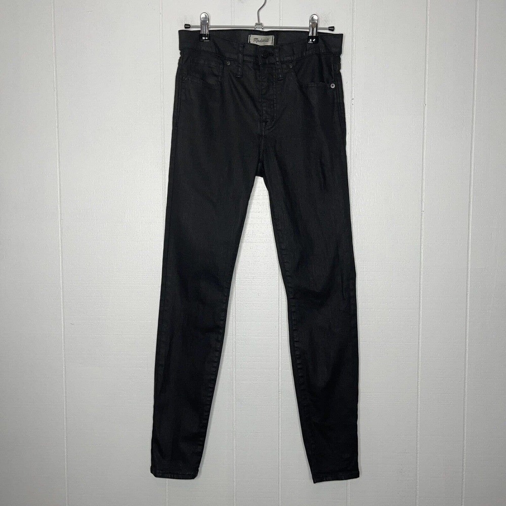 Madewell Women’s 9 Inch High Rise Skinny Jeans Black Coated Edition Size 27